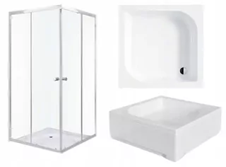 Sprchový kút Invena Parla, dvojité dvere, posuvné 80 x 80 cm + štvorcová sprchová vanička Besco ares 80 x 80 cm